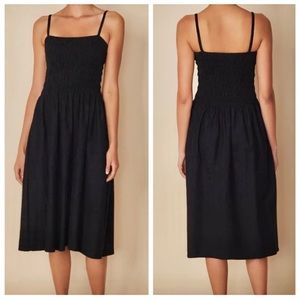 NWT Faithfull the Brand Smocked Camden Midi
Dress in Black